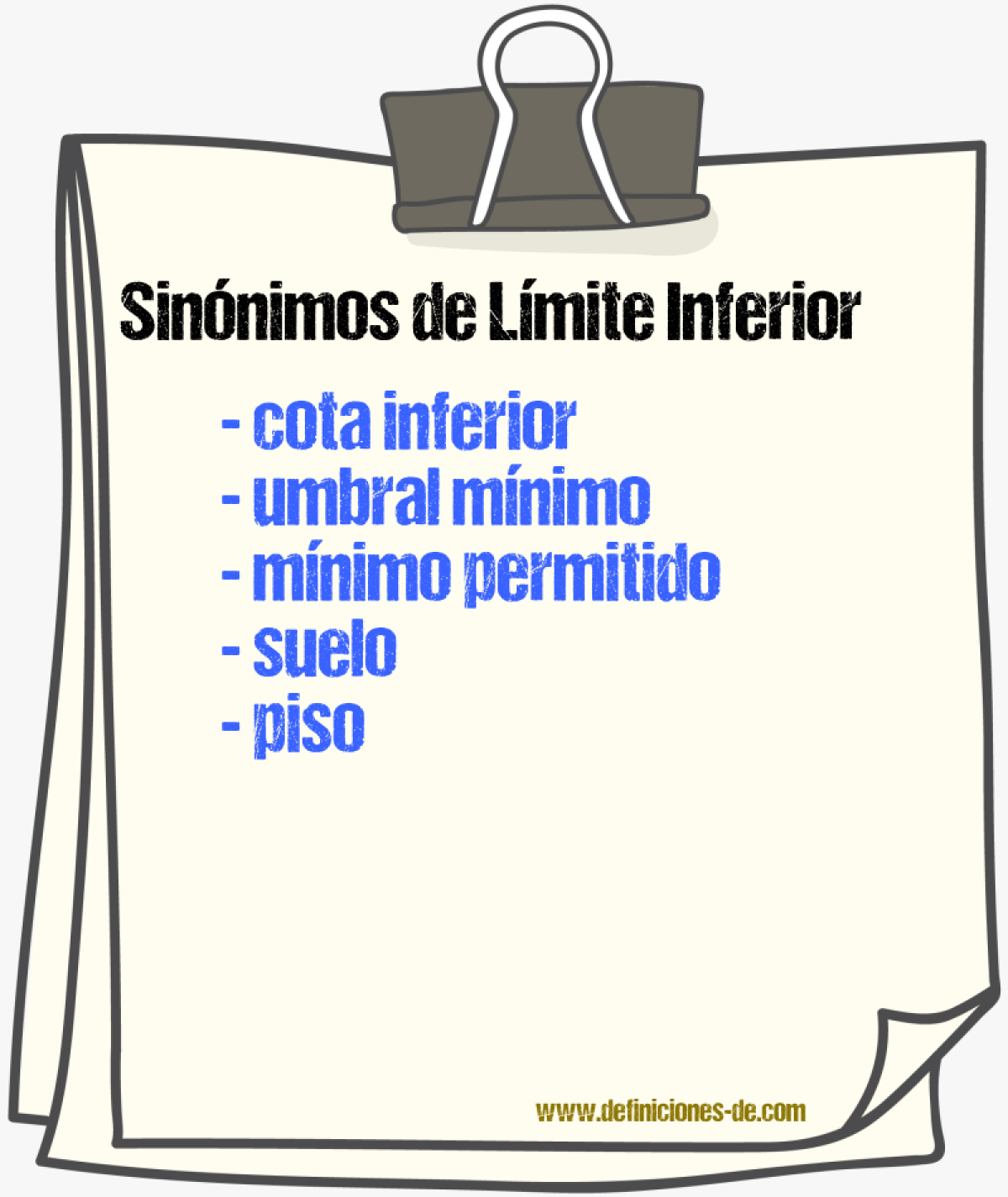 Sinónimos de límite inferior