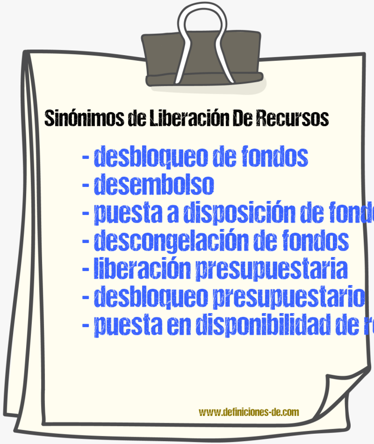 Sinónimos de liberación de recursos