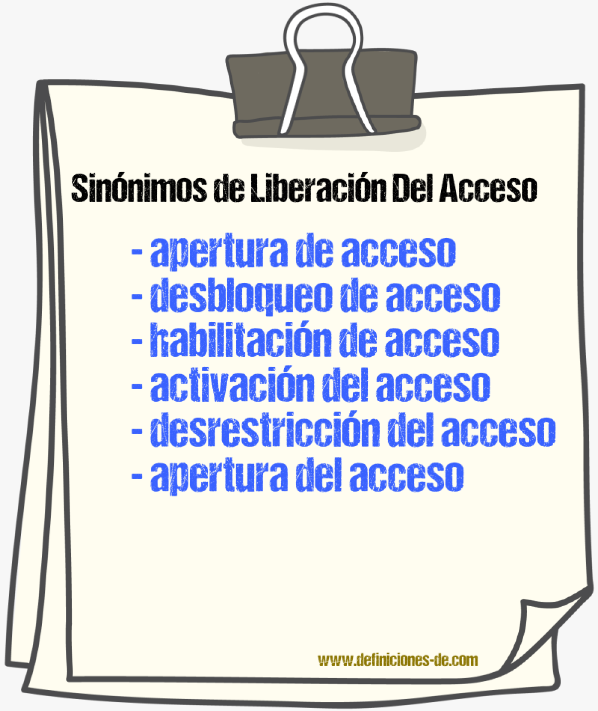 Sinónimos de liberación del acceso