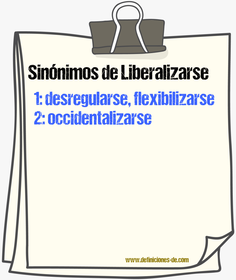 Sinónimos de liberalizarse
