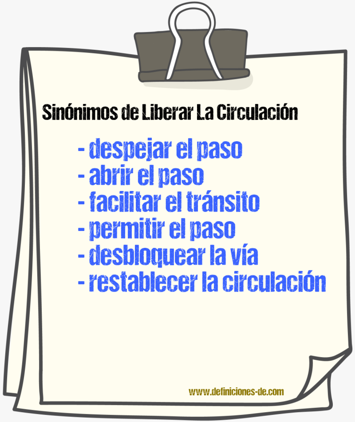 Sinónimos de liberar la circulación
