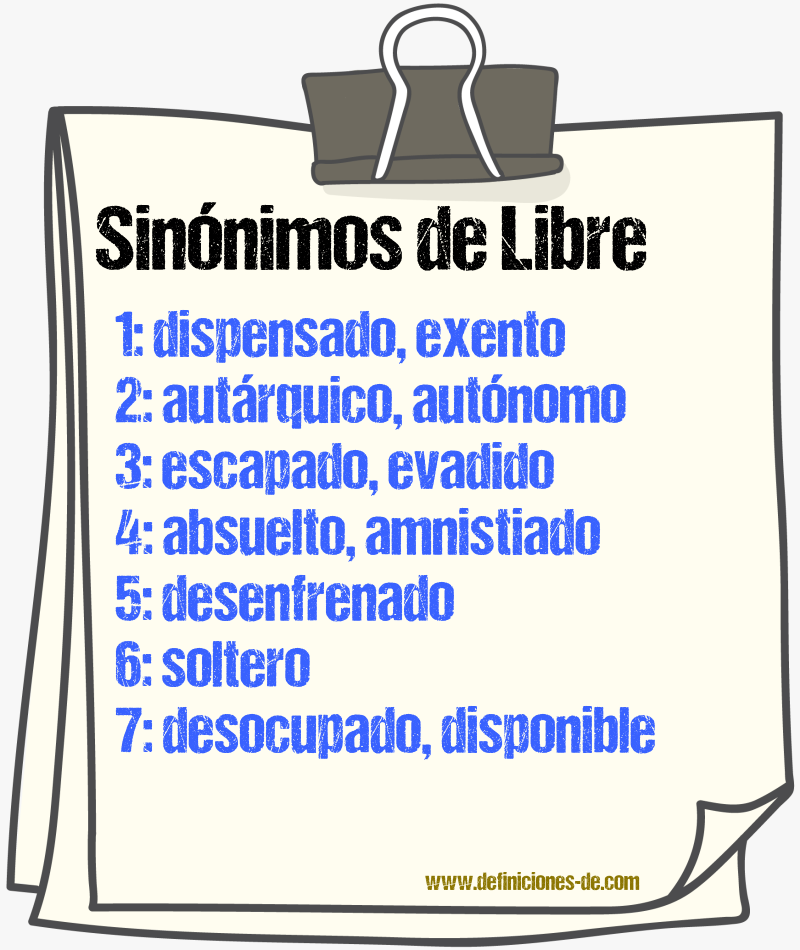 Sinnimos de libre