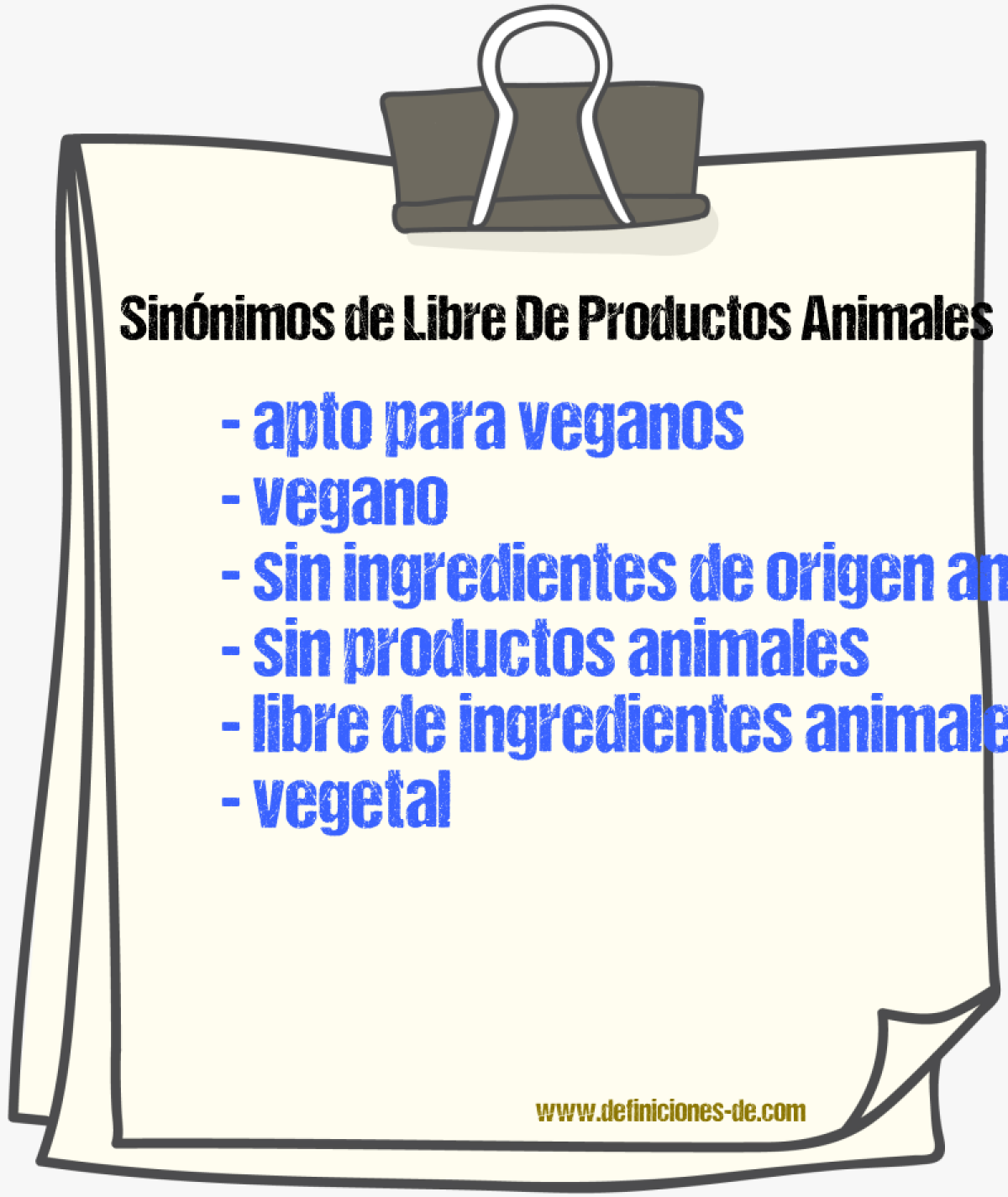 Sinónimos de libre de productos animales