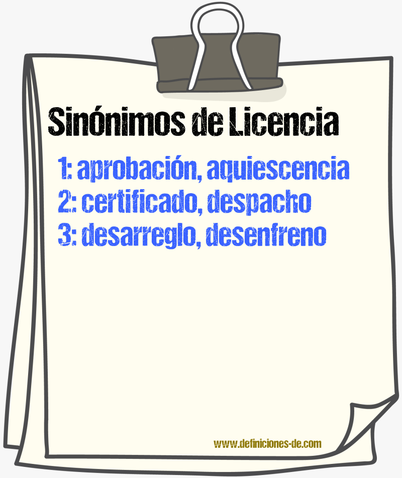 Sinónimos de licencia