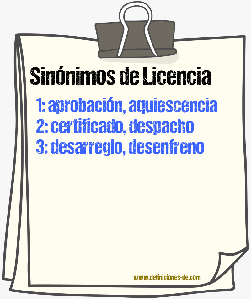 Sinnimos de licencia