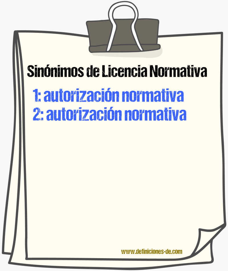 Sinónimos de licencia normativa