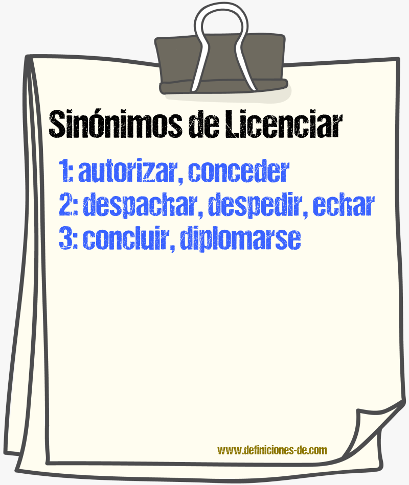 Sinnimos de licenciar