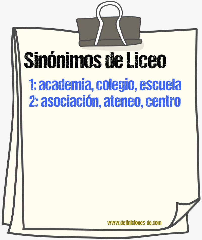 Sinnimos de liceo