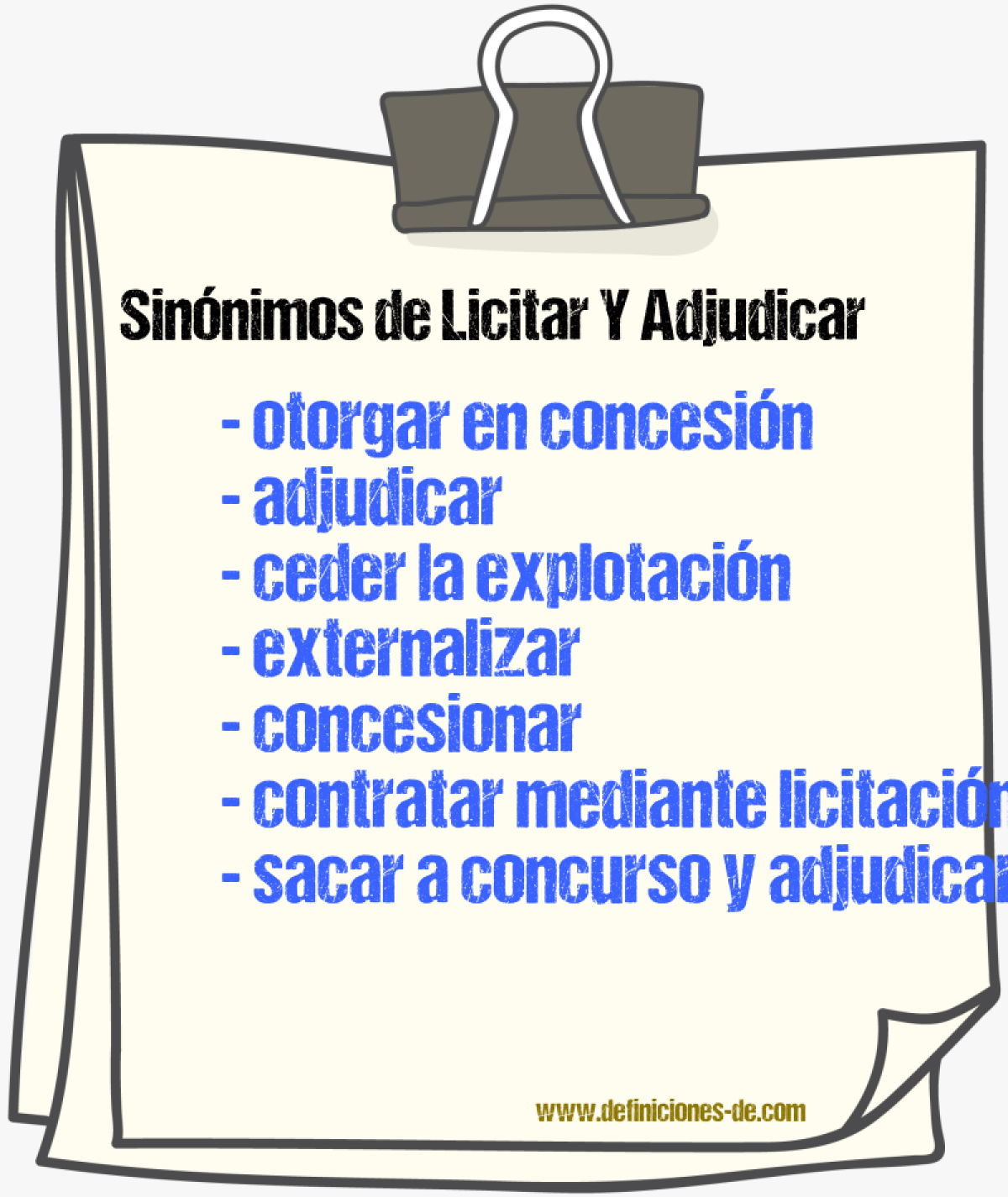 Sinónimos de licitar y adjudicar