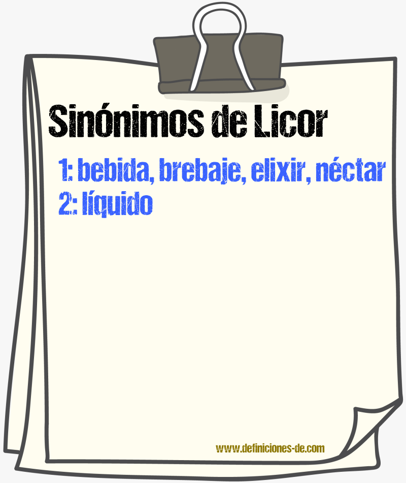 Sinnimos de licor