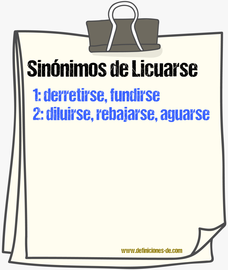 Sinónimos de licuarse