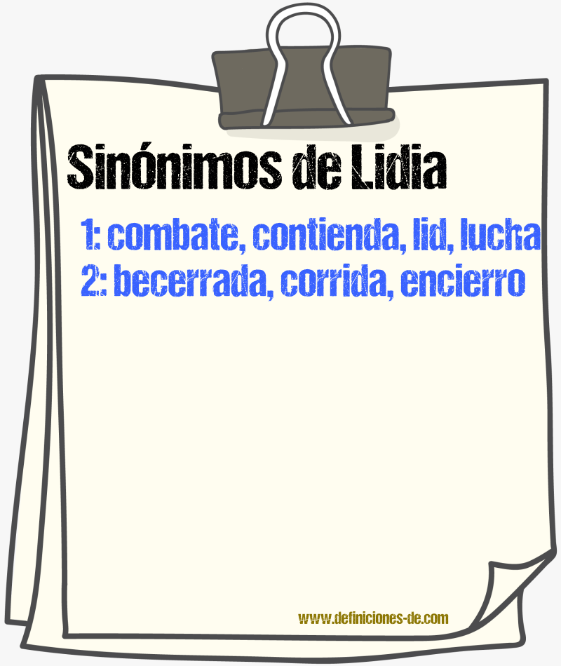 Sinnimos de lidia