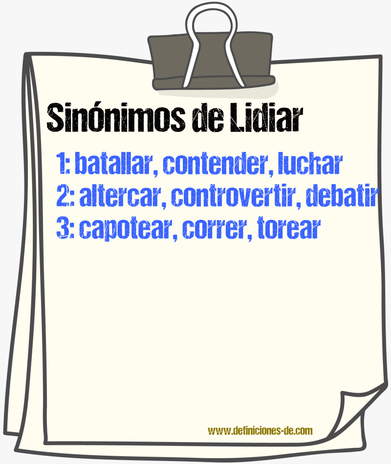 Sinnimos de lidiar