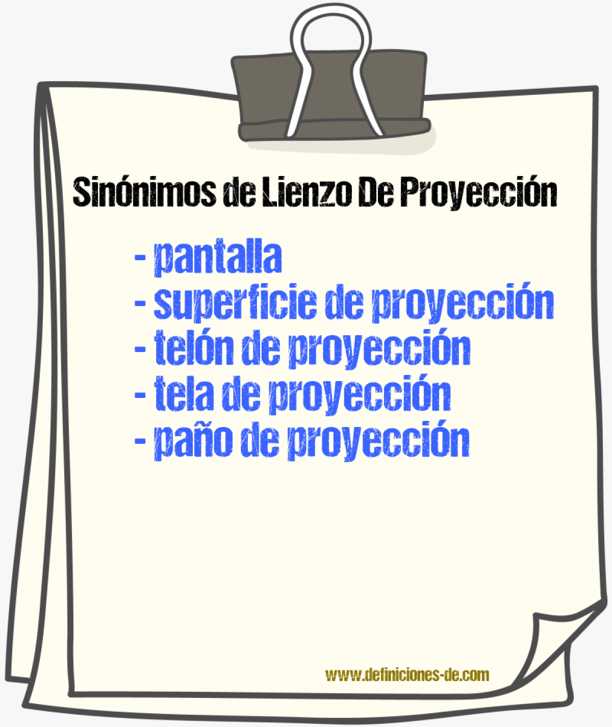 Sinónimos de lienzo de proyección