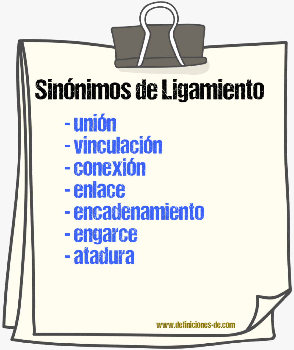 Sinónimos de ligamiento