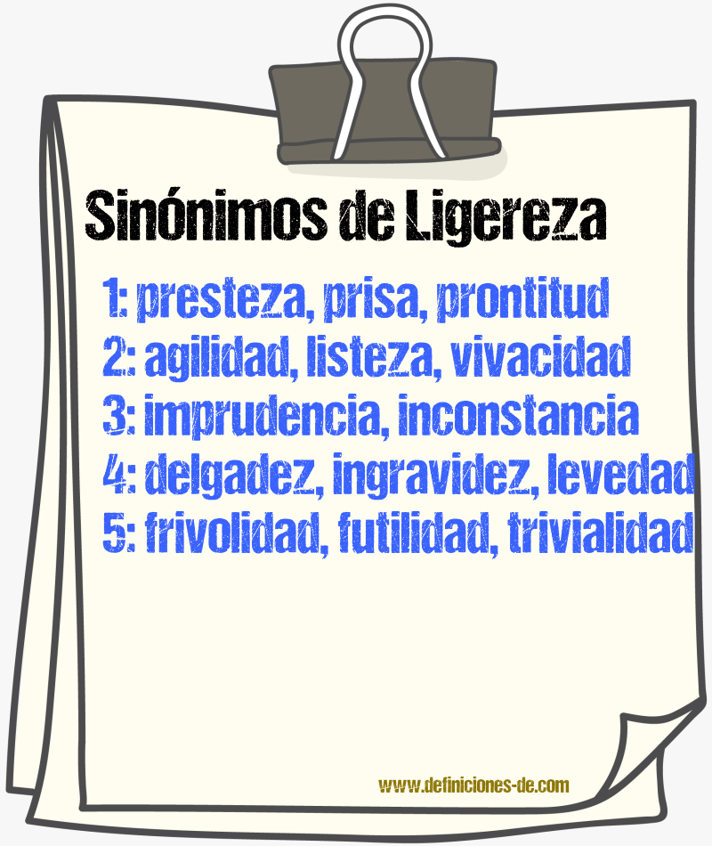 Sinnimos de ligereza