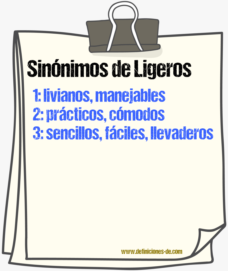 Sinónimos de ligeros