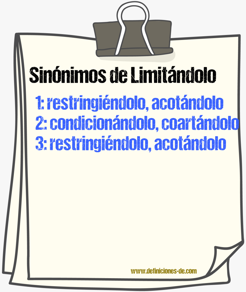 Sinónimos de limitándolo