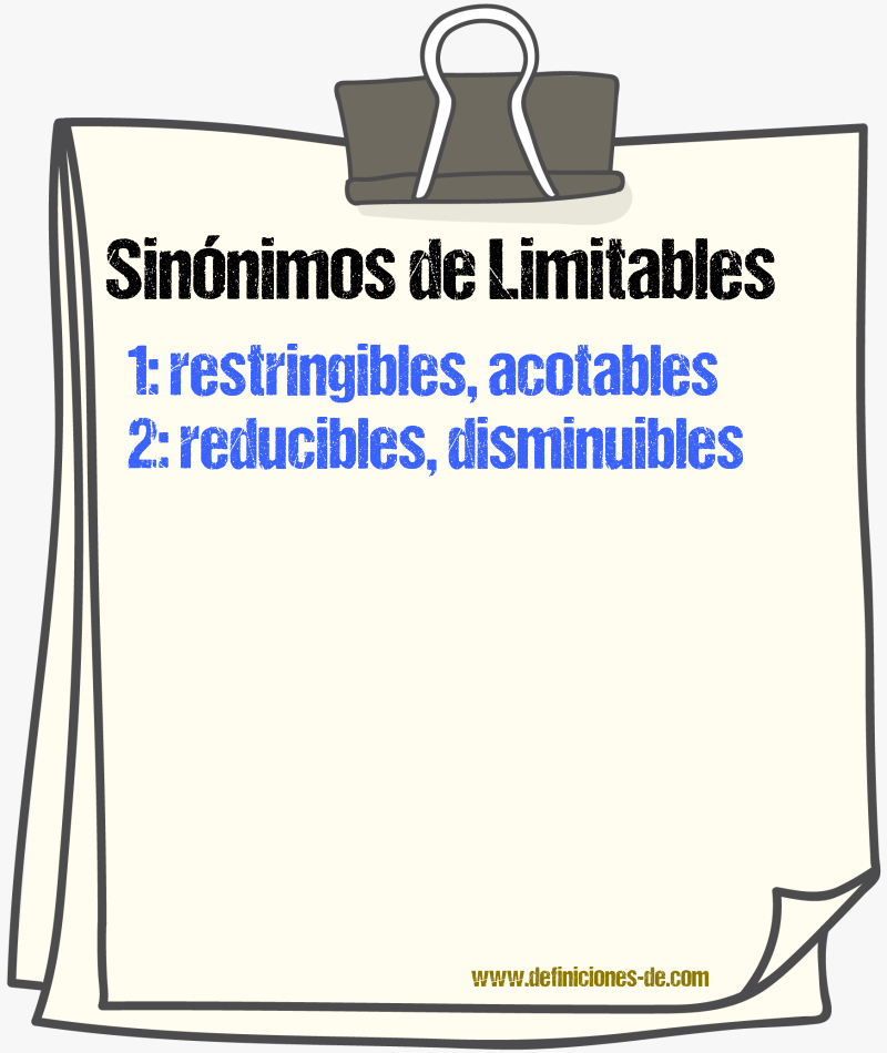 Sinónimos de limitables