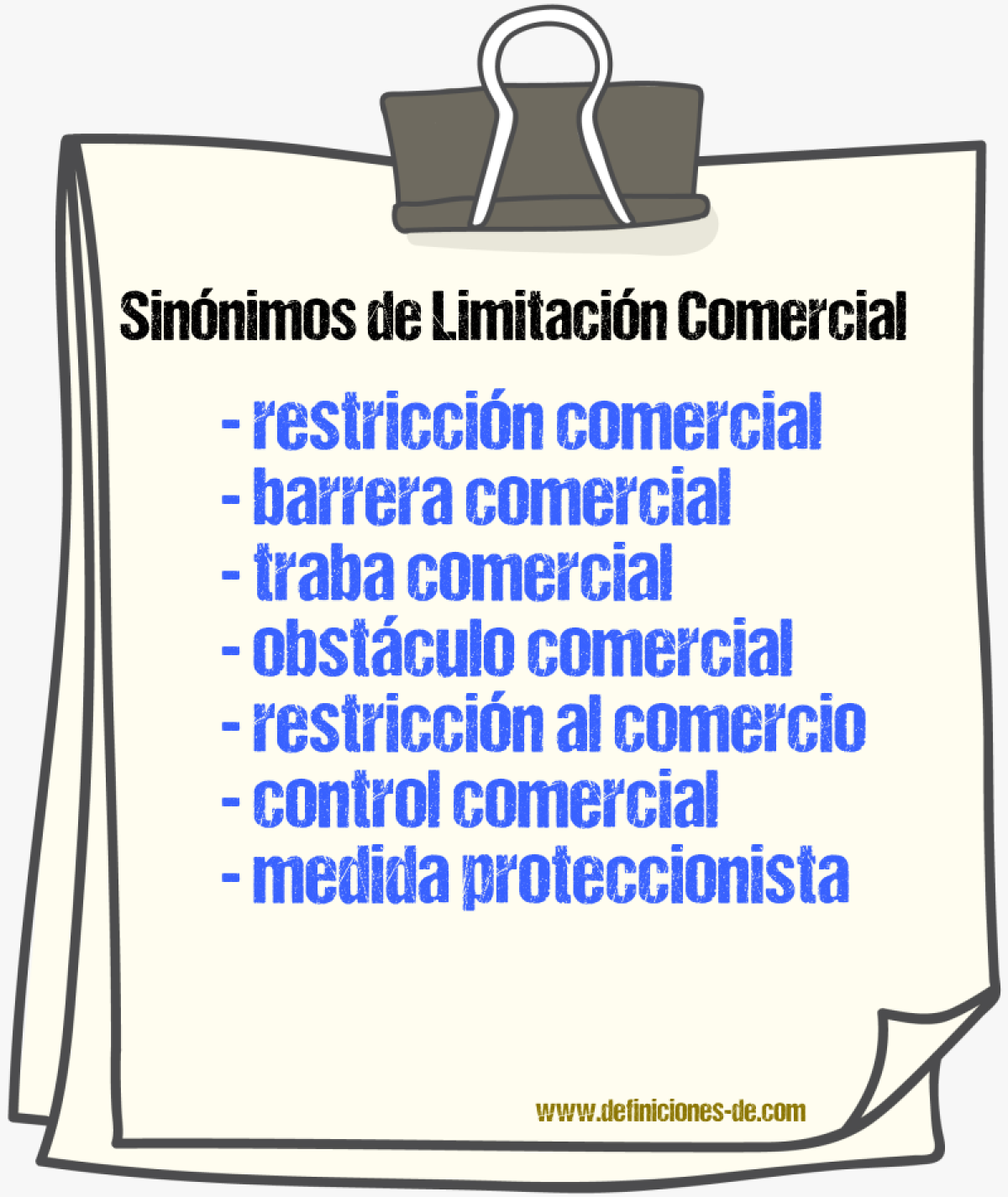 Sinónimos de limitación comercial