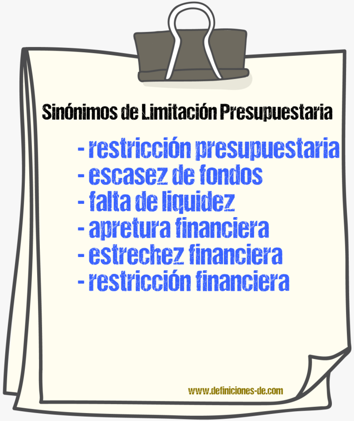 Sinónimos de limitación presupuestaria