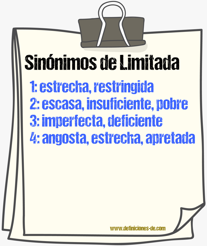 Sinónimos de limitada