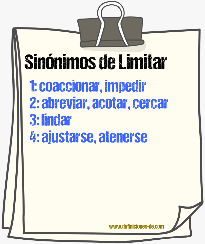 Sinnimos de limitar