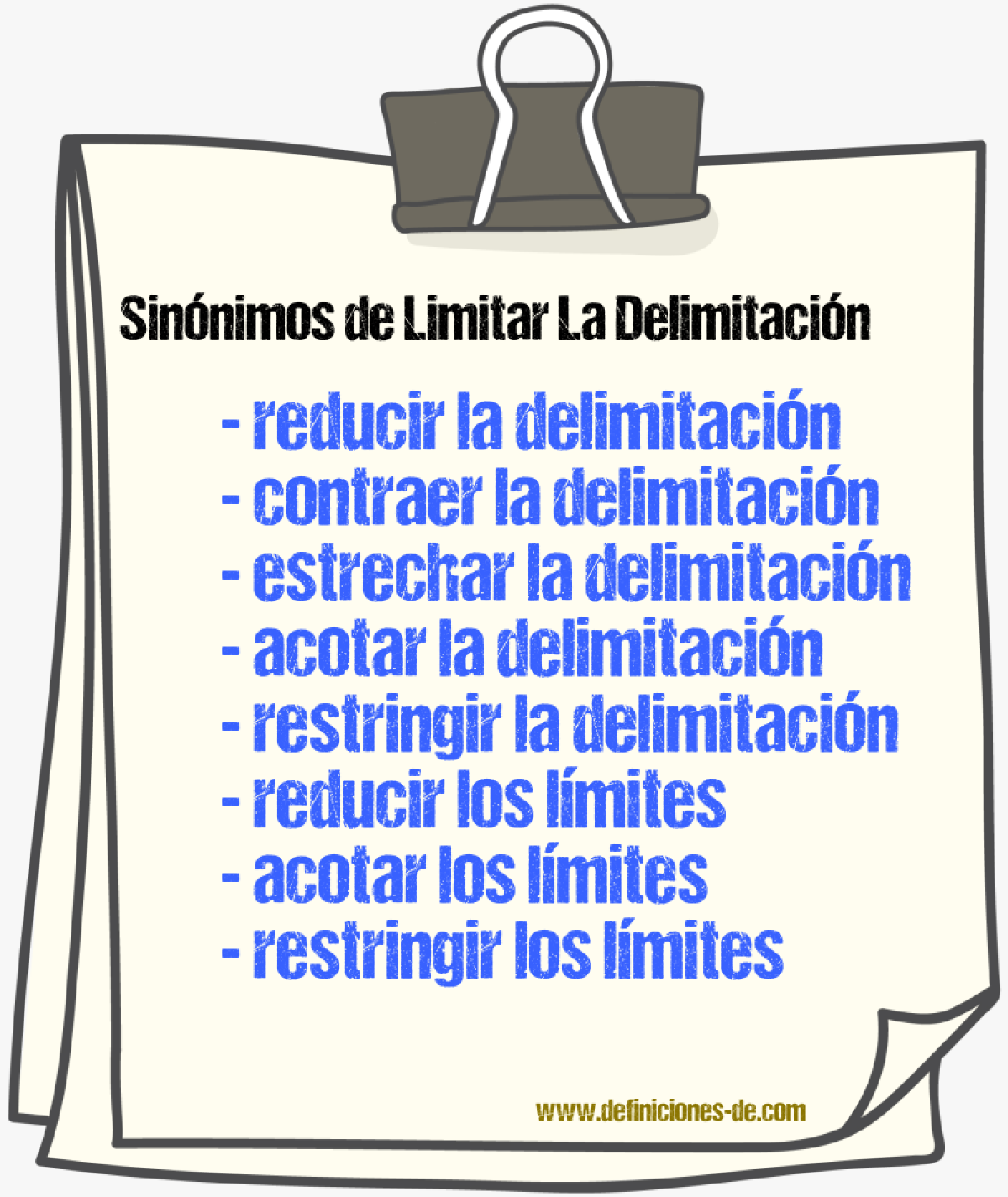 Sinónimos de limitar la delimitación