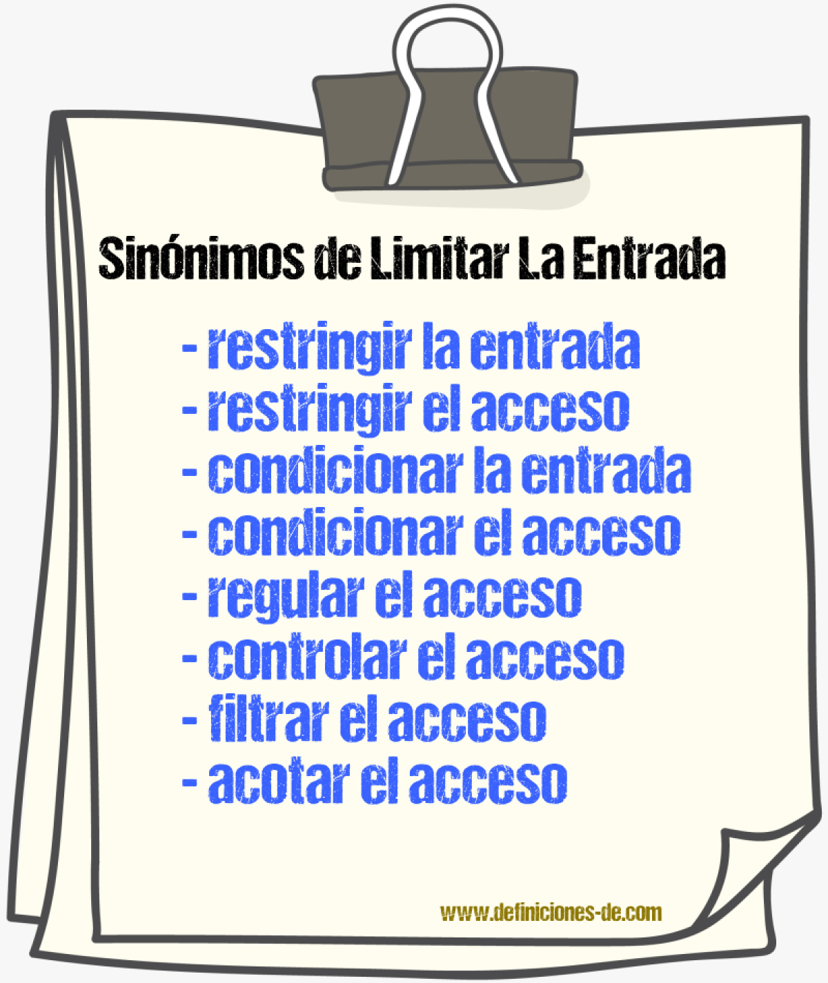 Sinónimos de limitar la entrada