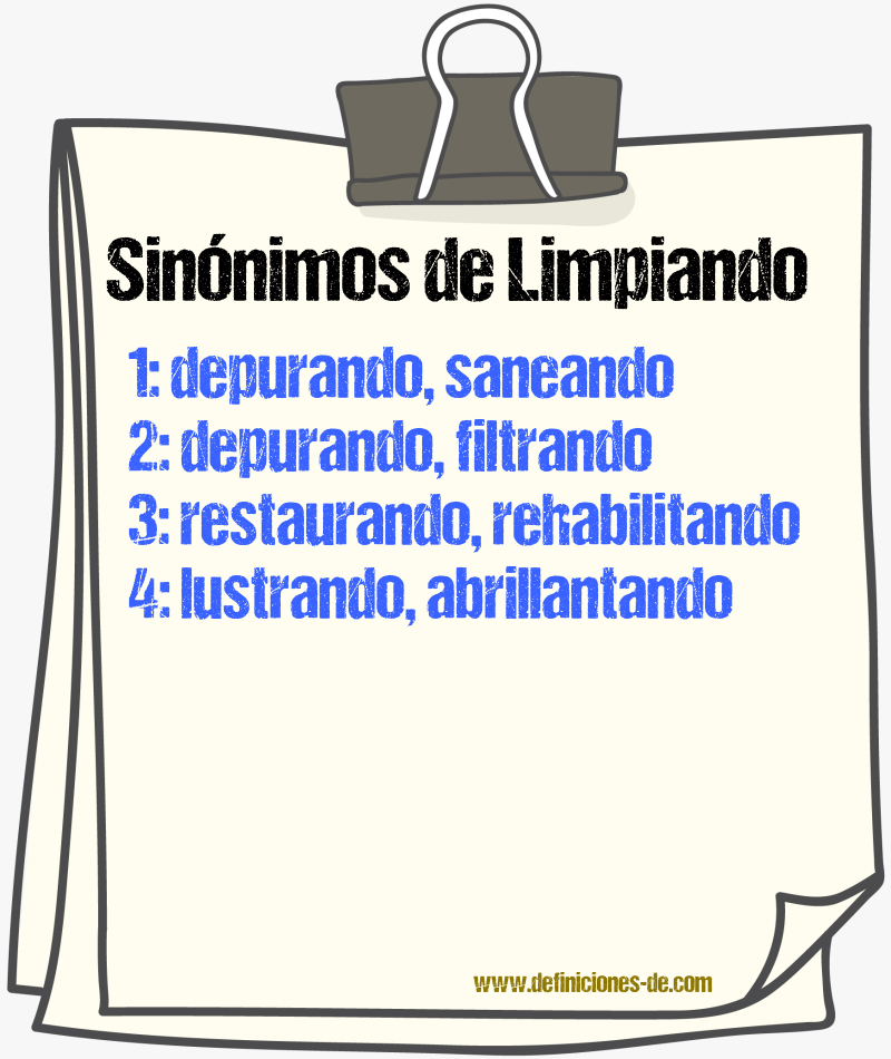 Sinónimos de limpiando