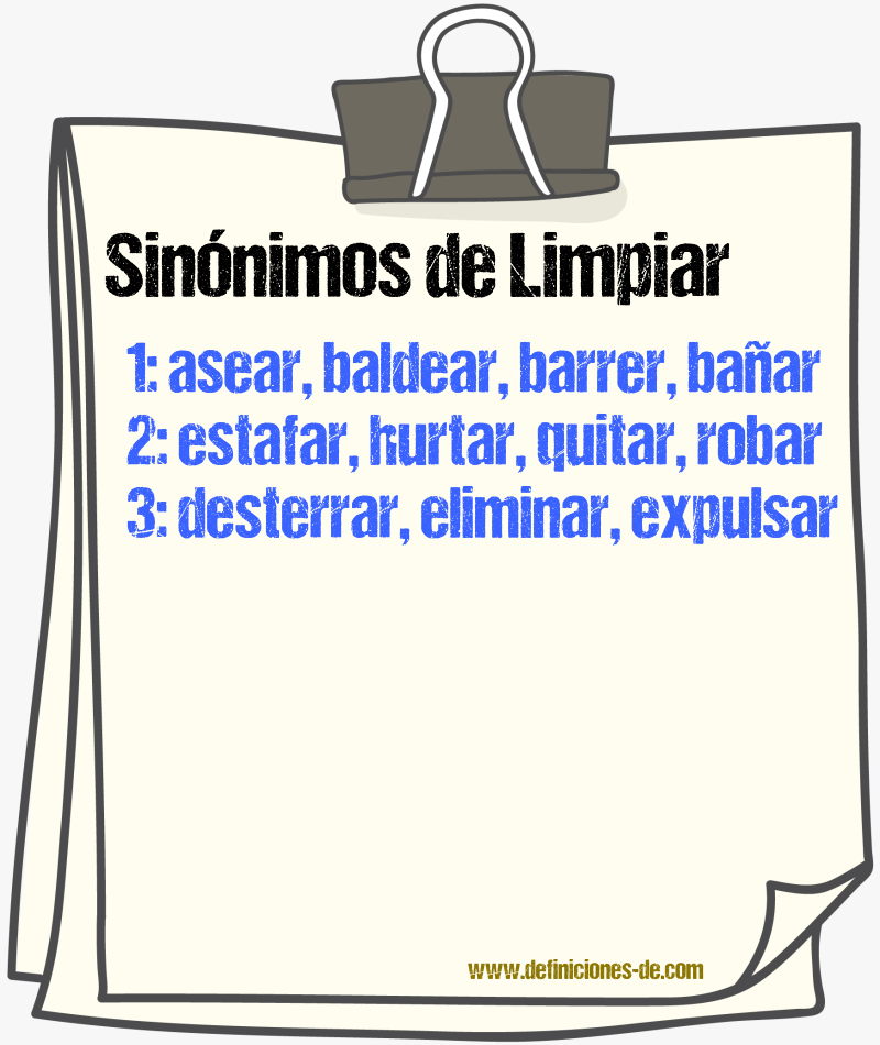 Sinnimos de limpiar