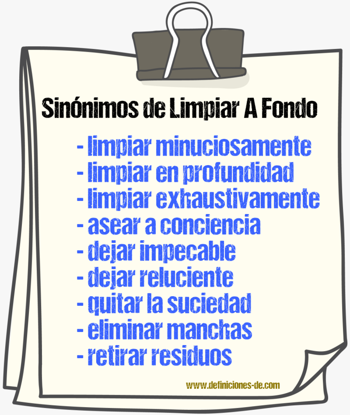 Sinónimos de limpiar a fondo