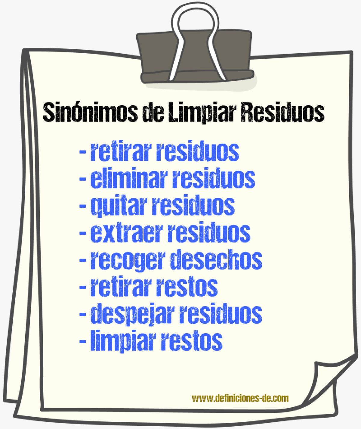 Sinónimos de limpiar residuos
