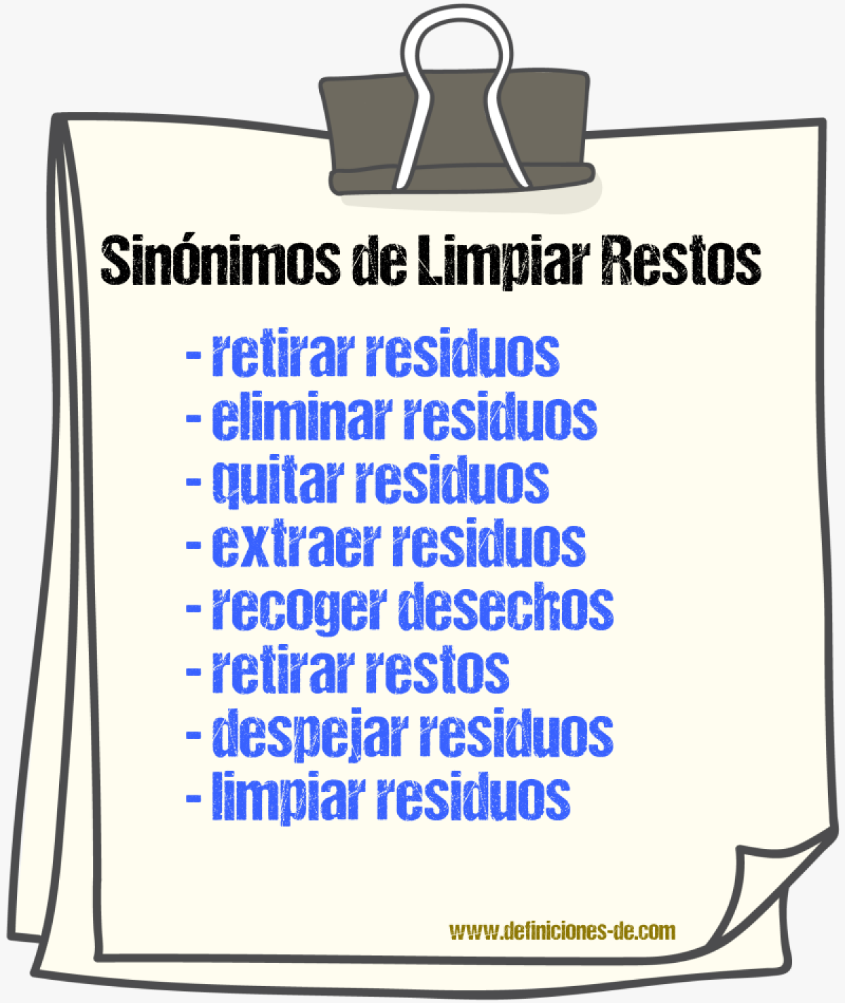 Sinónimos de limpiar restos