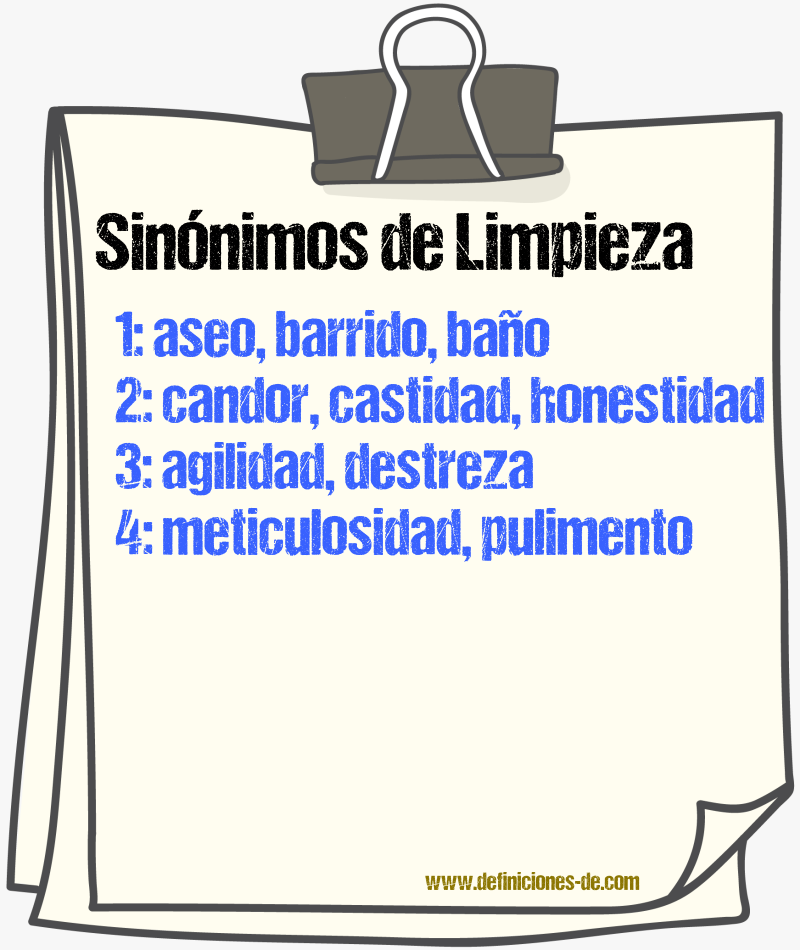 Sinnimos de limpieza