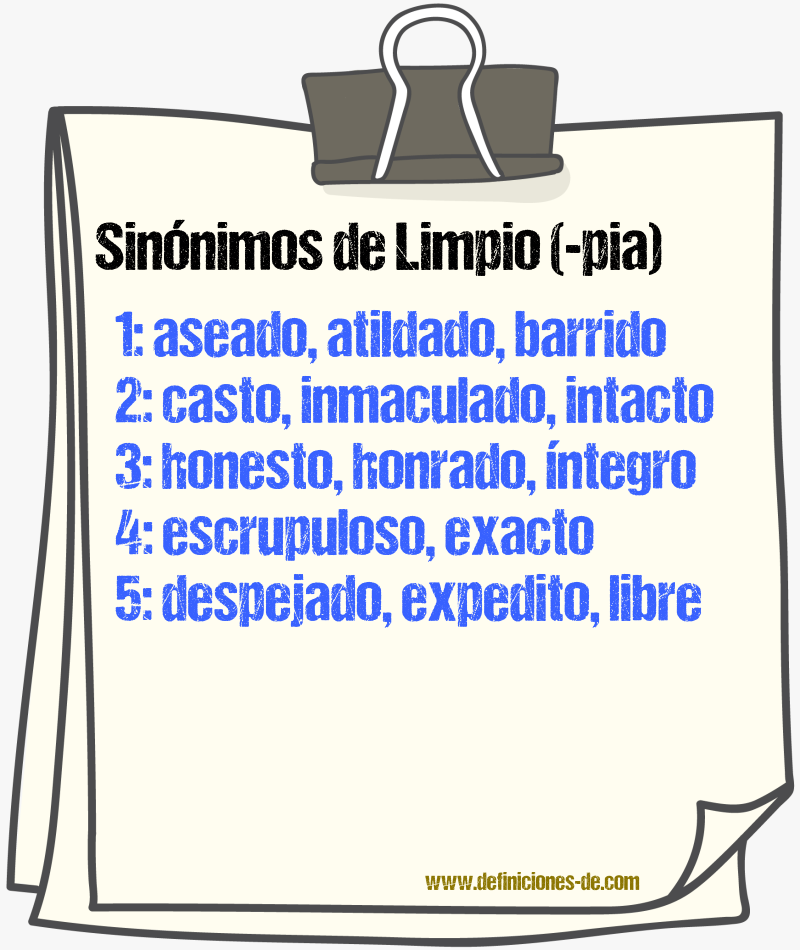 Sinnimos de limpio