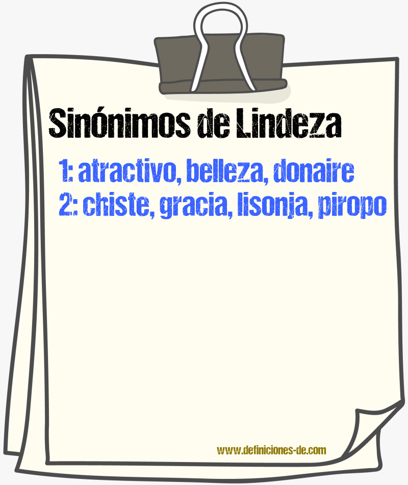 Sinnimos de lindeza