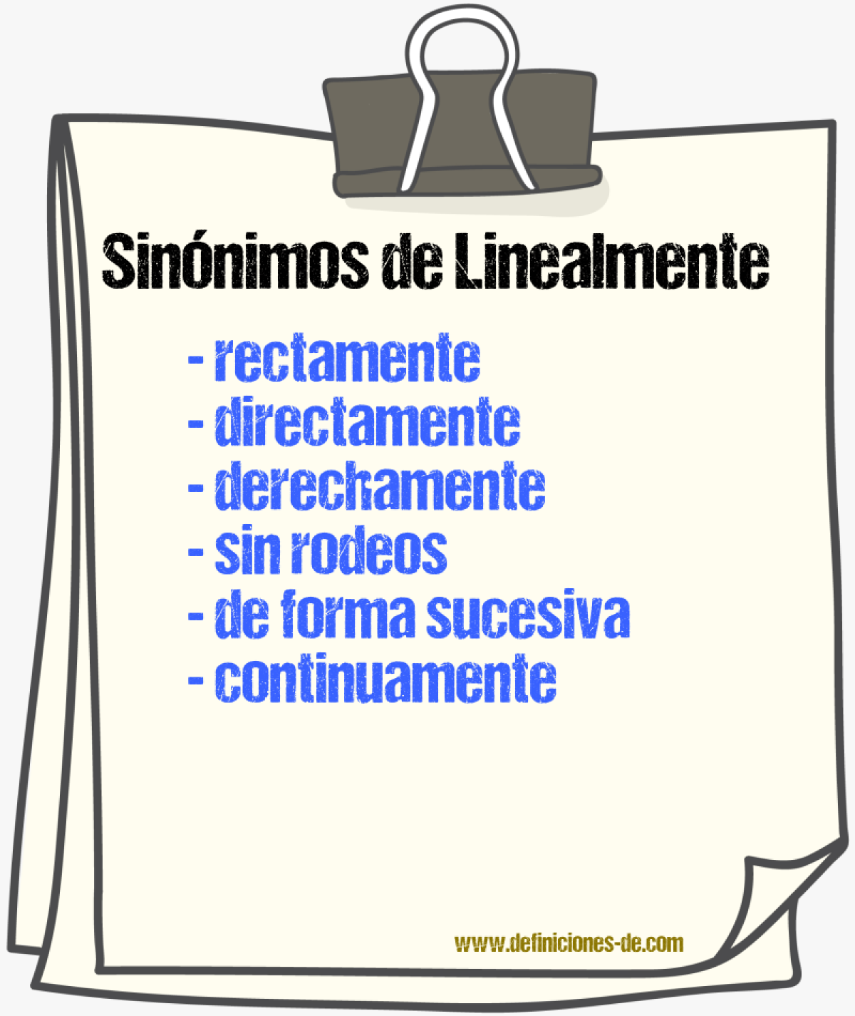Sinónimos de linealmente