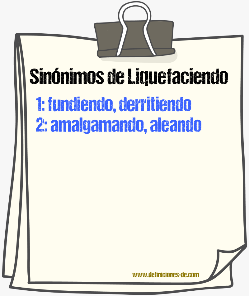 Sinónimos de liquefaciendo