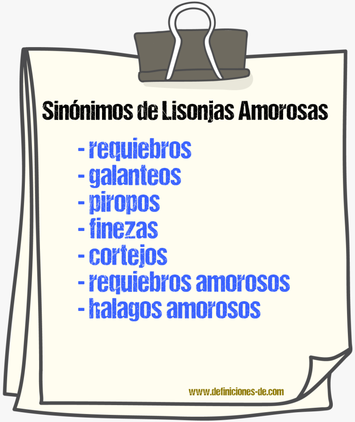 Sinónimos de lisonjas amorosas