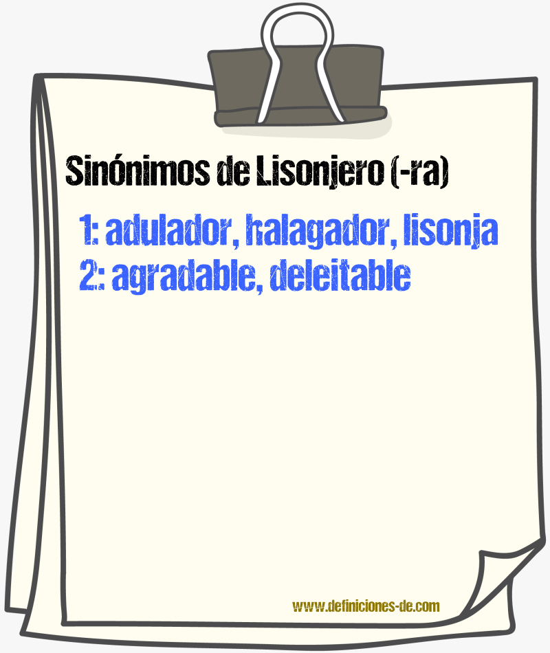 Sinnimos de lisonjero