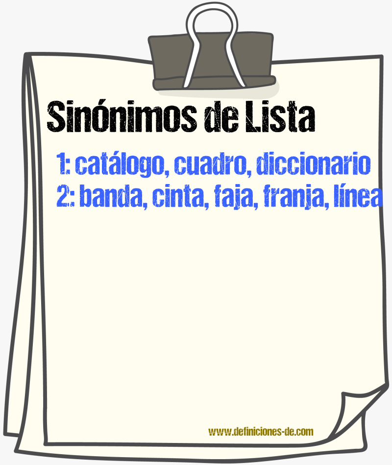 Sinnimos de lista