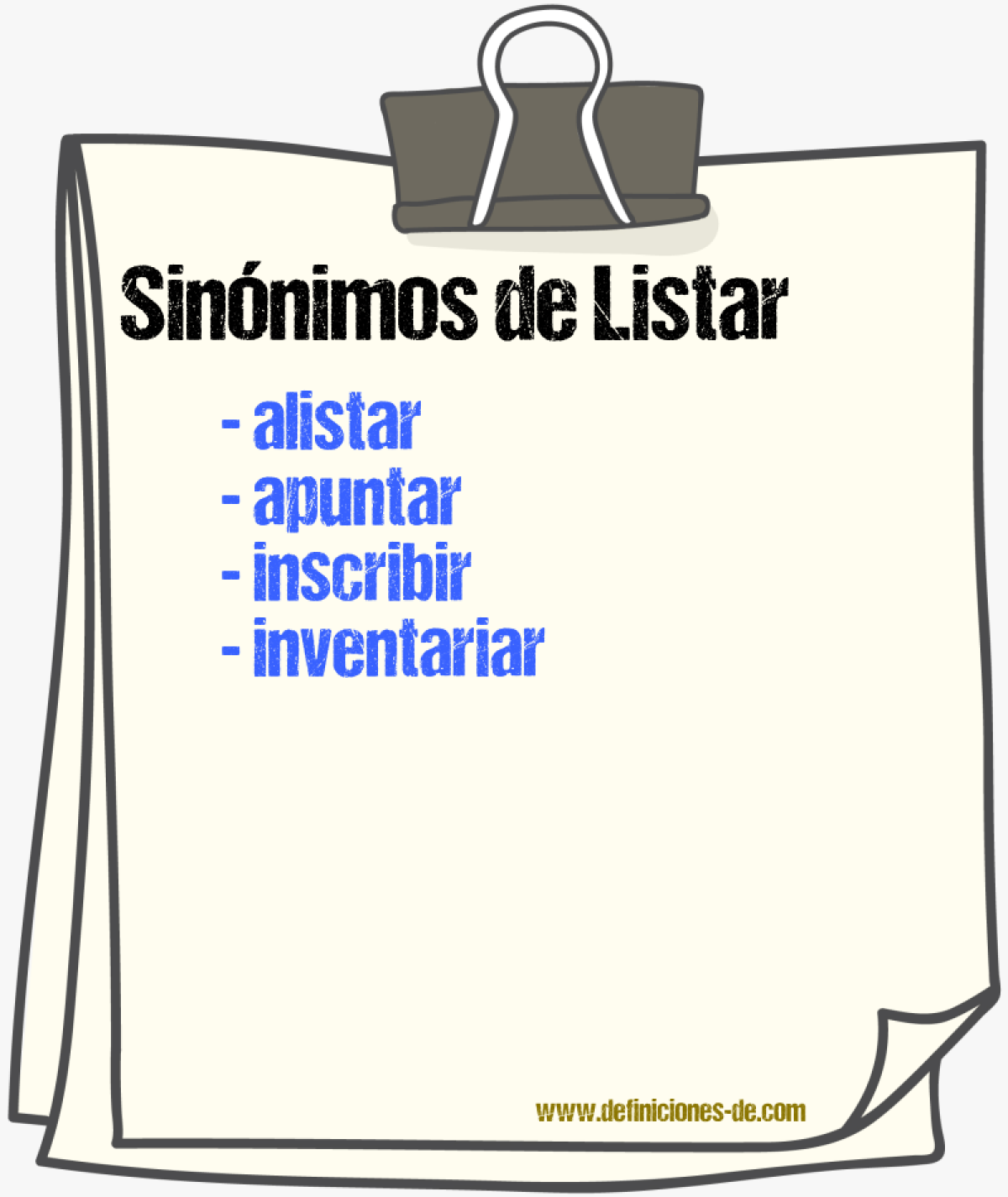 Sinnimos de listar