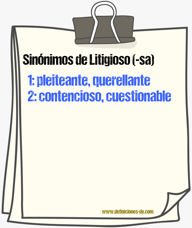 Sinnimos de litigioso