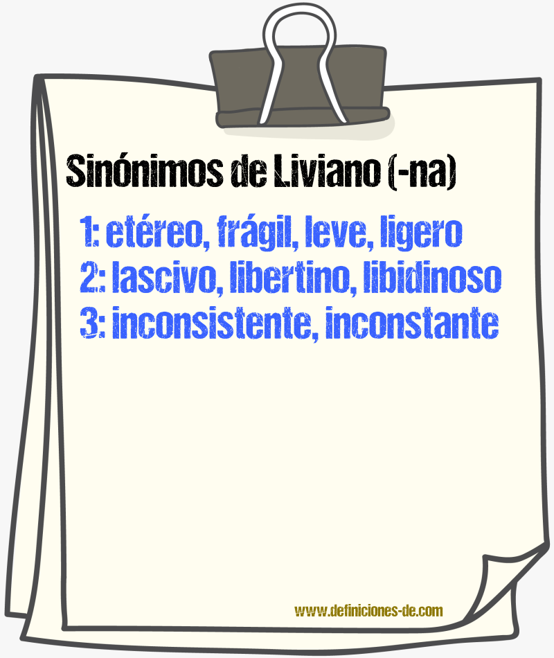 Sinnimos de liviano