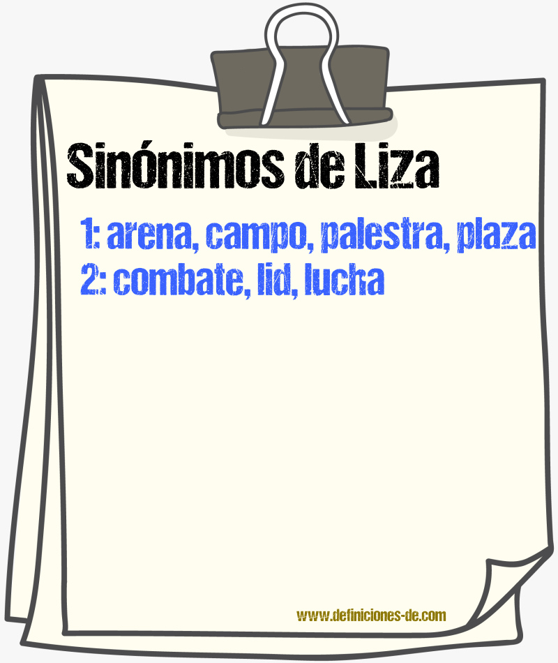 Sinnimos de liza