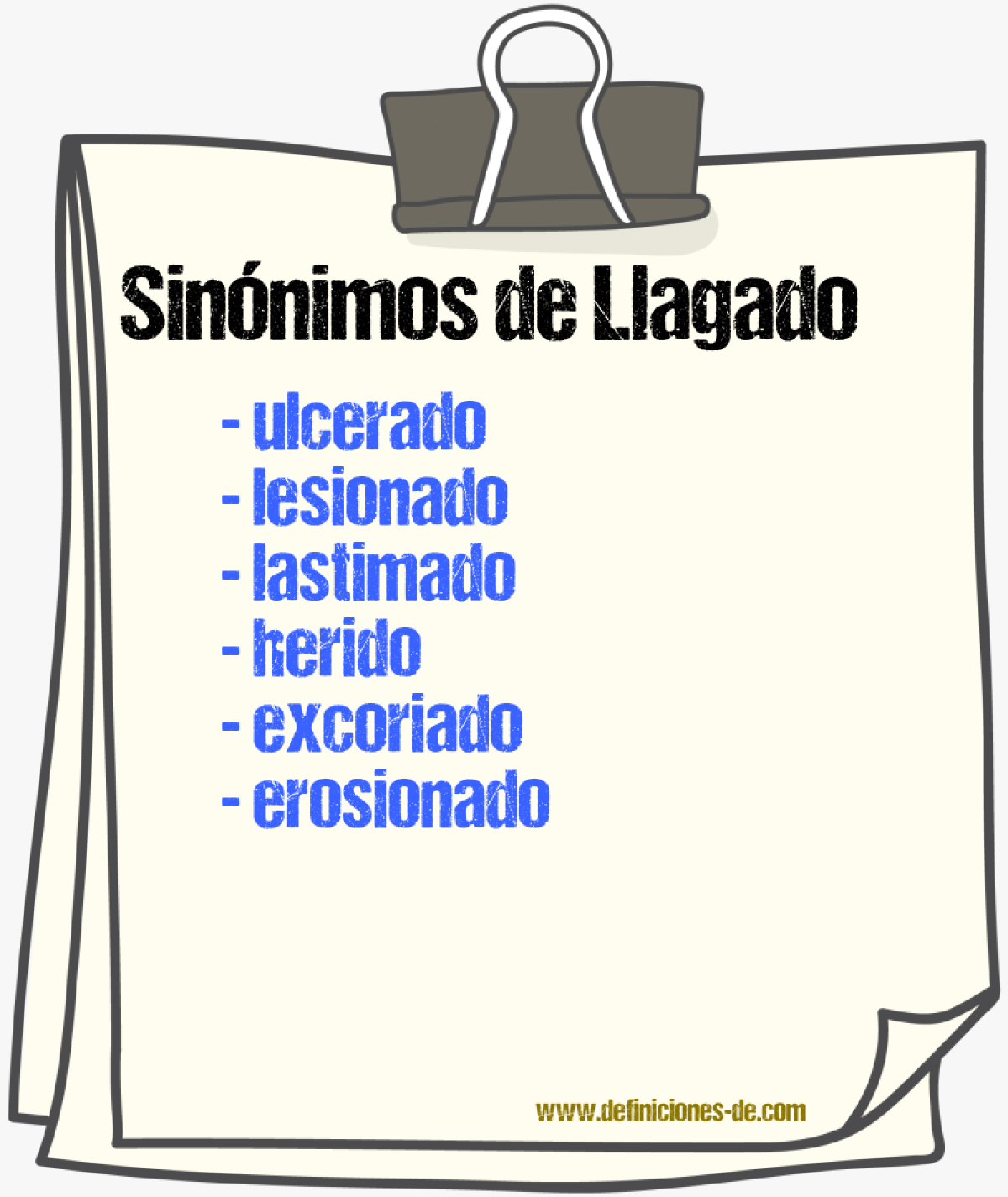 Sinónimos de llagado