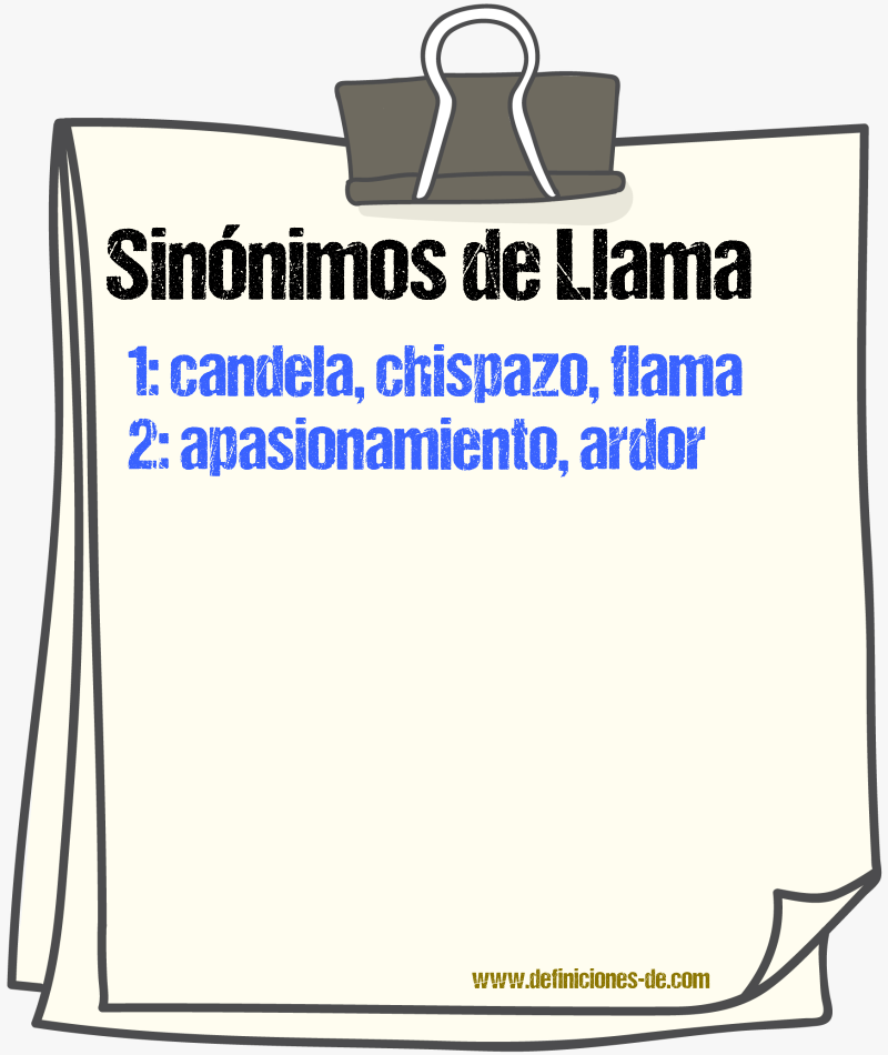 Sinnimos de llama