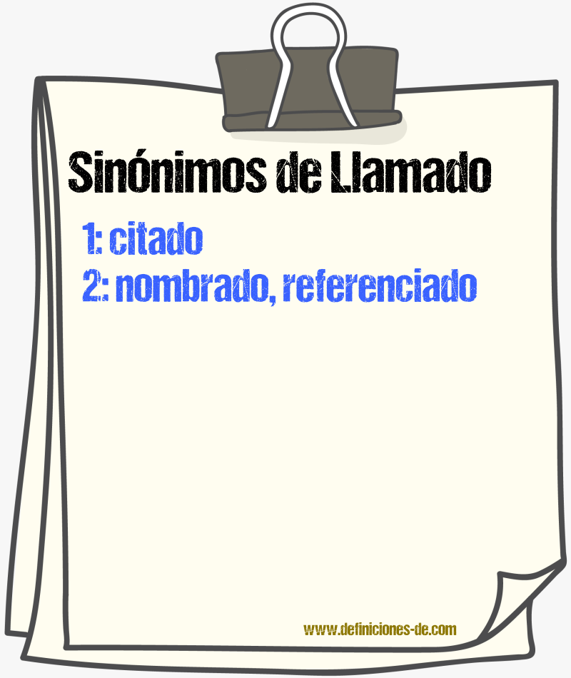 Sinnimos de llamado