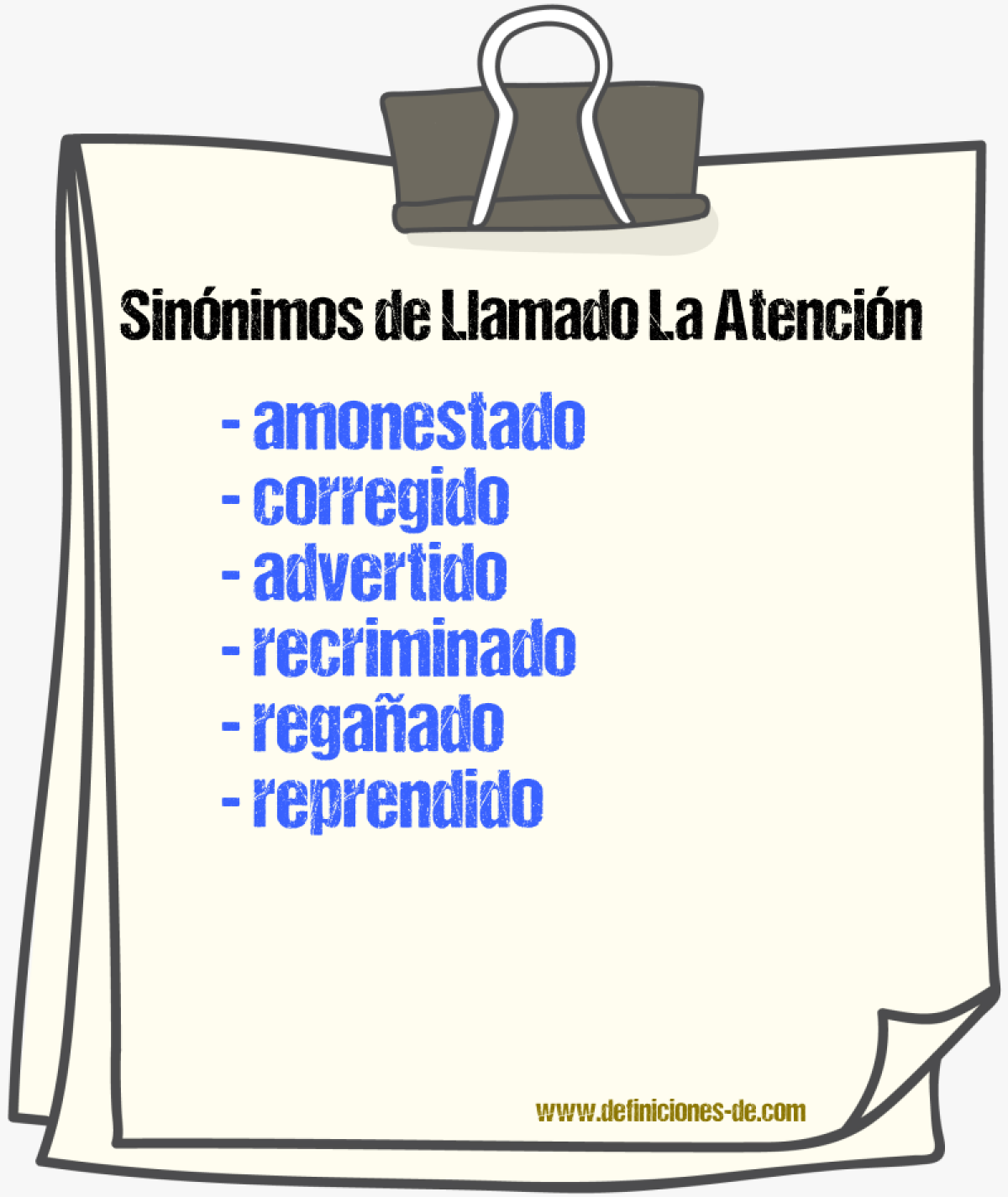 Sinónimos de llamado la atención